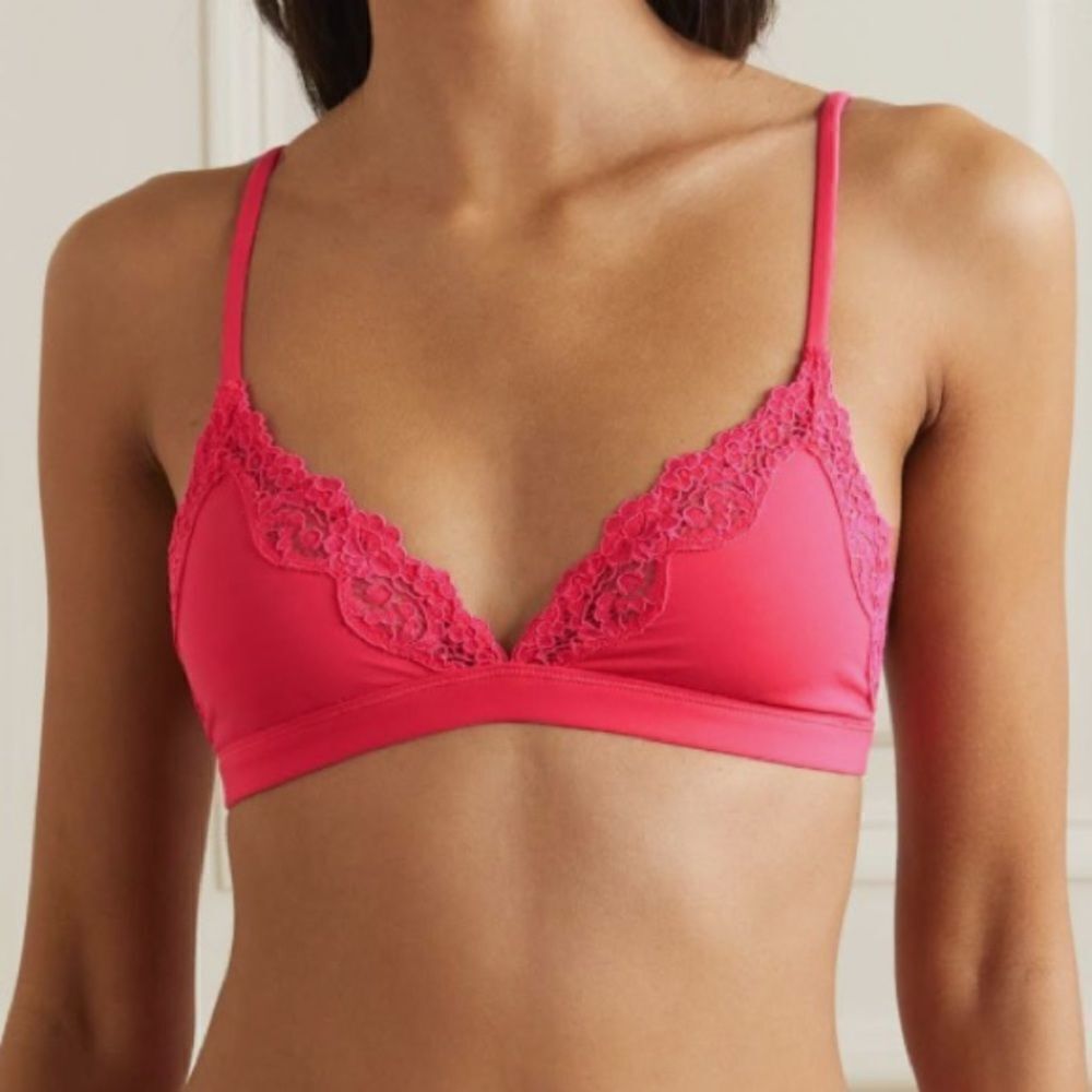 SKIMS Fits Everybody Lace Triangle Bralette In Neon Orchid Pink Limited Edition